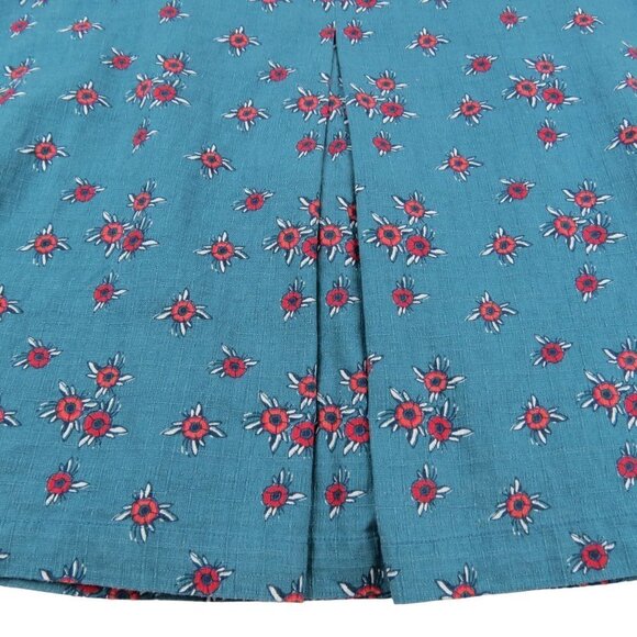 NESS Scotland Women's Teal Red Floral Bernice Pleat Skirt US14 - Picture 2 of 8